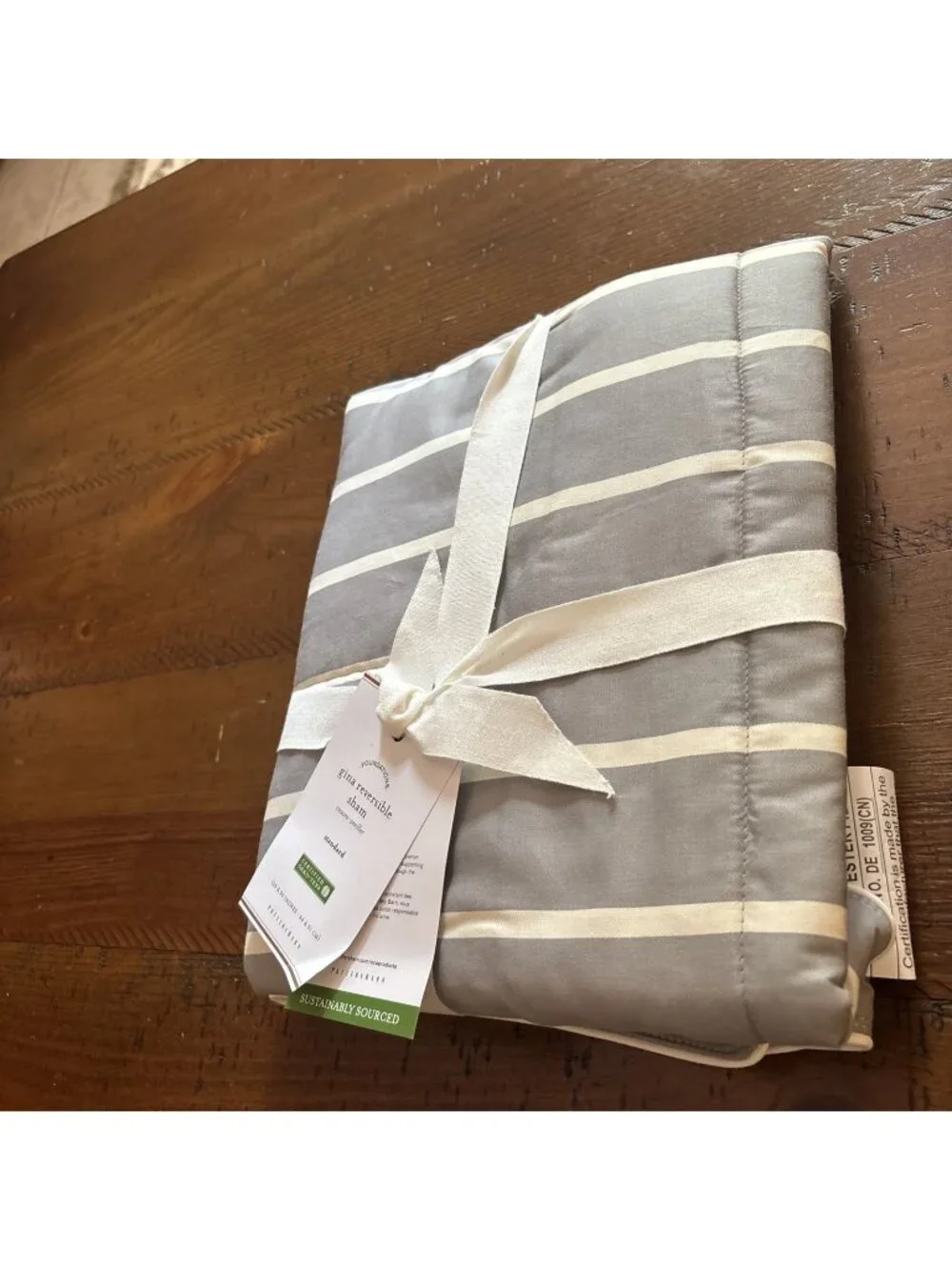 pottery barn Gina Reversible Sham Gray Striped NWT 26 X 20 Standard